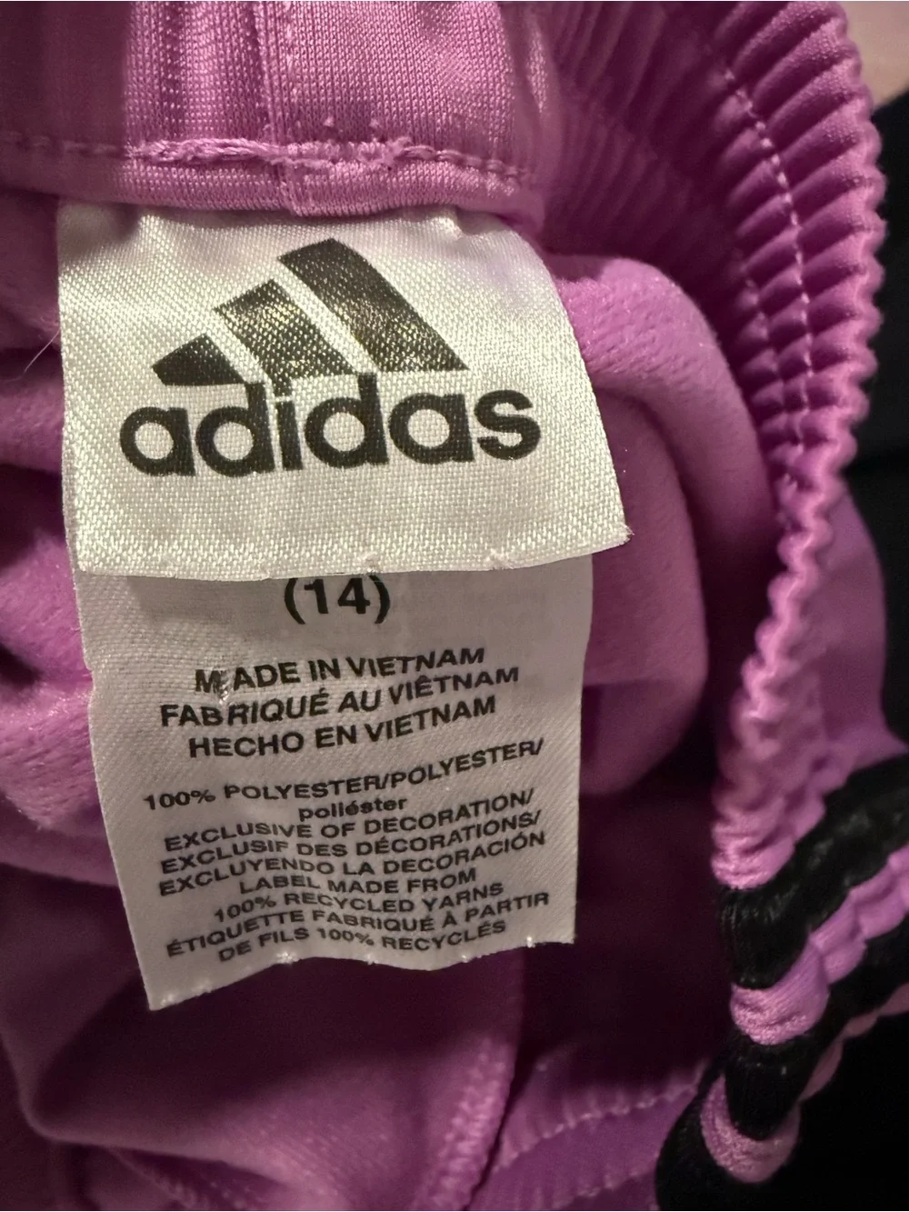 adidas Kids Pink Joggers with Black Side Stripes